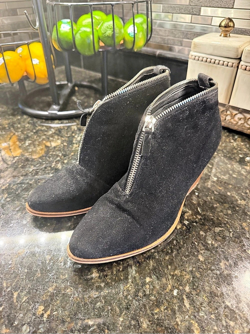 Women’s Beast Fashion Black Suede-Look Ankle Booties